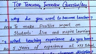 Teaching Interview Questions and Answers  Teacher Interview GARJAN Knowledge interview [upl. by Ycrem]