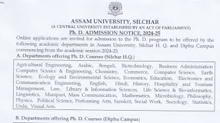 Ongoing PhD Admission 2024  Central University  Assam University Assam [upl. by Inol]