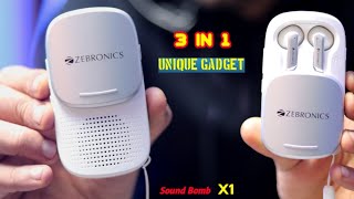 ZebSound Bomb X1 Wireless Earbuds with Portable Speaker  3 in One Unique Gadget Unboxing amp Review [upl. by Ayidah]