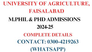 UAF MPhil and PhD Admissions 202425  UAF Postgraduate Admissions 202425 [upl. by Hamil]