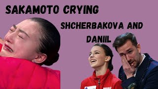 Kaori Sakamoto crying after womens free in Beijing 2022 and Anna Shcherbakova  Daniil Gleichengauz [upl. by Oinota]