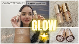 Charlotte Tillbury Hollywood Flawless Filter Mini Swatches amp Review [upl. by Suedama]