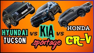 Hyundai Tucson Hybrid Vs Kia Sportage Hybrid Vs Honda CR V Hybrid Engine Prices Cargo Fuel Economy [upl. by Nerrol]