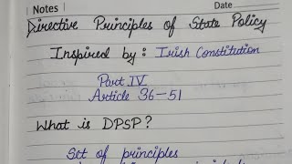 Directive Principles of State Policy Class 12th ISC Political Science [upl. by Lapo]