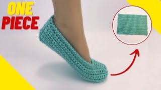 EASIEST Crochet Slipper Socks for Beginners  ONE PIECE [upl. by Nyliac]