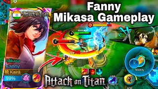 FANNY NEW AOT SKIN GAMEPLAY🔰MIKASA ACKERMAN🧣⚔️🪽 [upl. by Ynohtnaleahcim436]