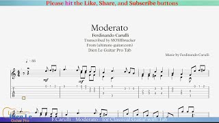 FCarulli  Moderato  for Classical Guitar with Tab [upl. by Tnecnev9]