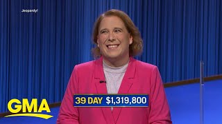 Amy Schneider has 2ndlongest winning streak in Jeopardy history l GMA [upl. by Gwen623]