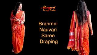 Brahmni Nauvari Style Saree Draping 10 yards Saree draping  Maharashtrian Style saree draping [upl. by Odelia]