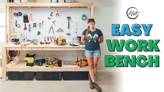 How To Build A Workbench For Your Garage  Easy 2x4 DIY [upl. by Genesa]