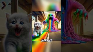 kitten chased by rainbow slime cat cats catvideos cutecat catlover [upl. by Holms]