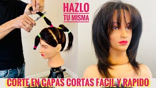 Corte en Capas Cortas Facil y Rapido Hazlo Tu Misma [upl. by Nnylanna]