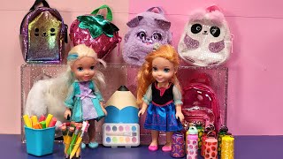 Back to school shopping  Elsa amp Anna toddlers  Barbie dolls  backpack  lunch bag supplies [upl. by Eerrahs]