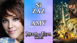 AMV LATTAQUE DES TITANS  Si ZAZ  French song with perfect lyrics for SNK [upl. by Otrepur]