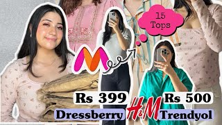 HUGE Myntra Tops Haul RS 500 Trendy Tops TryOn Haul 15 Tops Renigraphy [upl. by Lenahs]