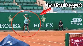 Alexander Zverev Smashes his Racquet again during Practice at Monte Carlo 2022 [upl. by Nilcaj]