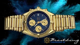 Breitling Chronomat 40 Chronograph Yellow Gold K13047 [upl. by Reyotal175]