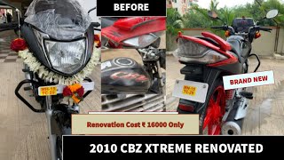 2010 CBZ Xtreme Renovatedएकदम नयी शोरूम कंडिशन बन गयी😍  Costed ₹ 16000100HERO GENUINE PARTS [upl. by Ynaffat447]