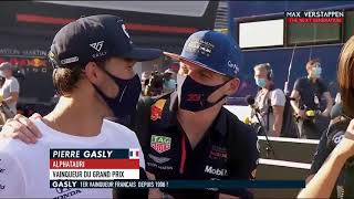 Max Verstappen congratulating Pierre Gasly with his ItalianGP win [upl. by Archaimbaud108]