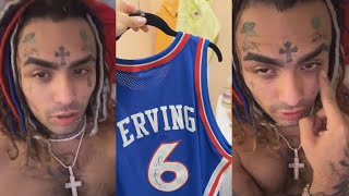 Lil Pump Shows Off Julius Erving Jersey [upl. by Calisa]