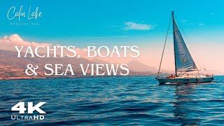 4K UHD Sailing Yachts and Stunning Boats in Seaside Paradise  Relaxing Ambient Music  Ocean Sea [upl. by Suirtemed]