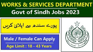 Sindh Works And Services Department Jobs 2023 [upl. by Leile961]