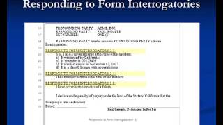 Introduction to Discovery Part 5 Responding to Form Interrogatories [upl. by Uttica]