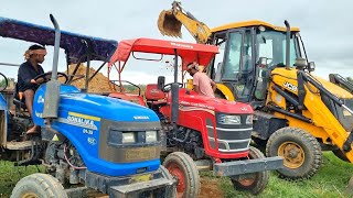 Jcb 3dx Eco Excellence Machine Loading Red Mud In Mahindra and Sonalika Tractor  Jcb Tractor Video [upl. by Yee]