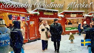 4K🇸🇪Stockholm Christmas Market 🎄🎅 Old Town Square  Stockholm getting ready for Christmas [upl. by Eimar]