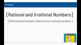 Lesson 6 Notes Rational and Irrational Numbers [upl. by Cohbert]