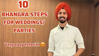 LEARN 10TEN BHANGRA STEPS BHANGRA STEPS FOR BEGINNERS EASY AND AMAZING BHANGRA FOR WEDDING PARTY [upl. by Tedra123]