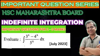 IMPORTANT QUESTIONS  INDEFINITE INTEGRATION  12th BOARD  HSC MAHARASHTRA BOARD  3 MARKS [upl. by Nicolais]