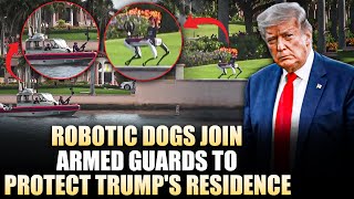 Robotic Dog Armed Coast Guard Security protect Donald Trumps MaraLago home after historic win [upl. by Rayle]