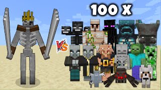 SKELETON KING vs Every Minecraft Mob in Minecraft x100  Skeleton King vs all Mobs 1v100 [upl. by Niwhsa]