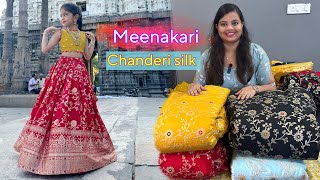 Premium Chanderi silk with meenakari fabric collection cndufabrics cndustore fabrics [upl. by Einahteb568]