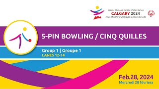 Special Olympics Canada CALGARY 2024 🎳 5 pin Bowling  Group 1  Lanes 1214 20240228 [upl. by Catlaina]