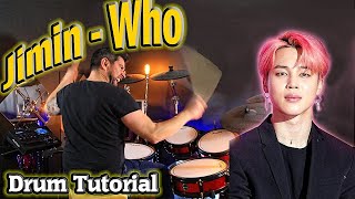 지민 Jimin Who Drum Tutorial Lesson [upl. by Eelyma860]