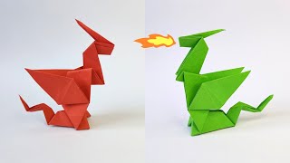 Origami STAND DRAGON  How to make a paper dragon [upl. by Chastain]