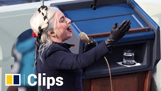 Lady Gaga sings US national anthem at Biden inauguration ceremony [upl. by Adliwa]