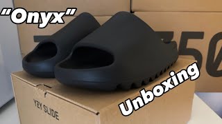 YEEZY SLIDE ONYX UNBOXING amp REVIEW [upl. by Balbinder]