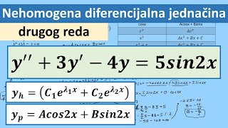 Nehomogena diferencijalna jednačina drugog reda [upl. by Enihpets]