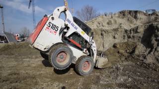 Bobcat S185 skid steer Having fun and try some tricks [upl. by Hullda]