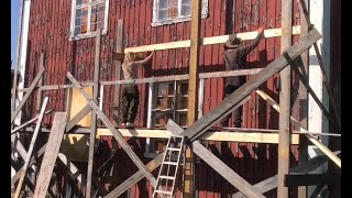 Wooden scaffold built on my 1900 wooden theater we are restoring [upl. by Peedsaj610]