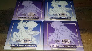 4x Chilling Reign Elite Trainer Box Sword amp Shield pack opening [upl. by Ztnaj768]