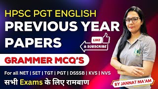 HPSC PGT ENGLISH 2024  PREVIOUS YEAR PAPERS  GRAMMER MCQS  BY JANNAT MAAM [upl. by Chrystel]