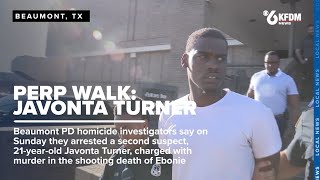 Perp Walk 21yearold Javonta Turner charged with murder in the shooting death of Ebonie Gilbert [upl. by Turnheim400]