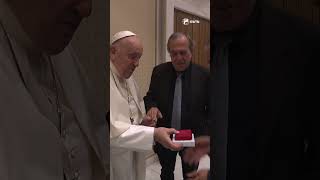 Pope Francis Meets with Fathers Who Lost Daughters to Violence popefrancis peace shorts ewtn [upl. by Solly985]