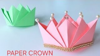 How to make paper crown 👑 paper ka crown 👑 kaise banayepaper crown 👑Easy origami paper crown 👑 [upl. by Nibroc270]