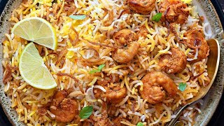 How to make Prawns Dum Biryani at home in Telugu  Easy Dum Biryani recipe Chef Esanur [upl. by Isola370]