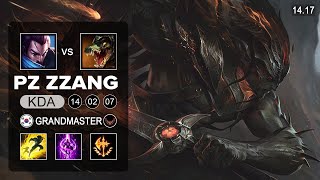 Pz ZZang Yasuo vs Renekton Mid  KR Challenger  Patch 1417 Season 14 [upl. by Thissa]